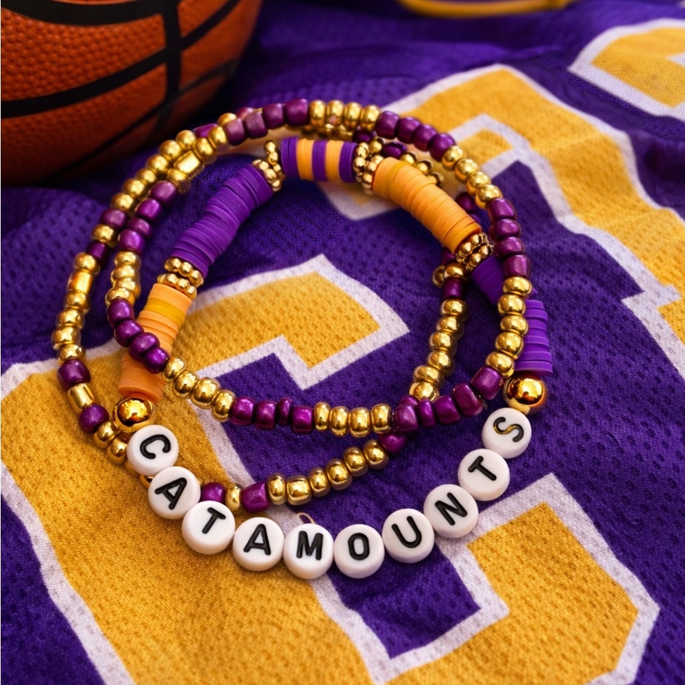 Set of 3 Western Carolina Inspired Catamount gameday stack seed bead bracelets